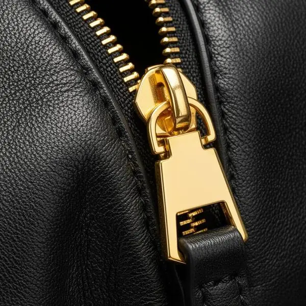 Gold zipper hardware detail – premium leather bag for women Bangladesh